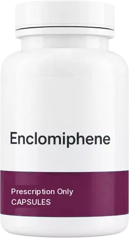 Bottle of compounded enclomiphene capsules