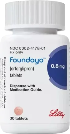 Bottle of Foundayo orforglipron tablets