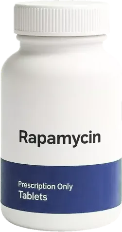 Bottle of rapamycin tablets