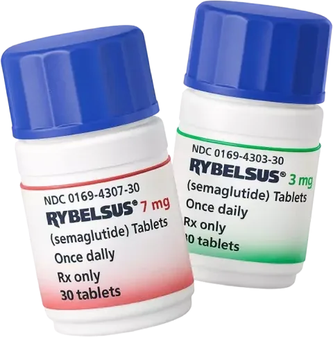 Two bottles of Rybelsus semaglutide tablets